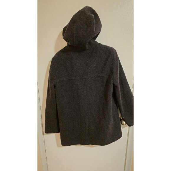 J Percy Wool Pea Coat Merino Wool Womens Medium Hood Grey VTG USA Winter Button - Picture 2 of 12